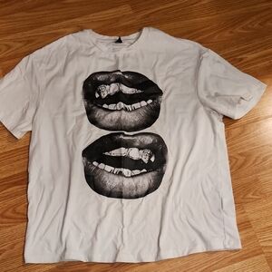 SHEIN White Tee with Black Label